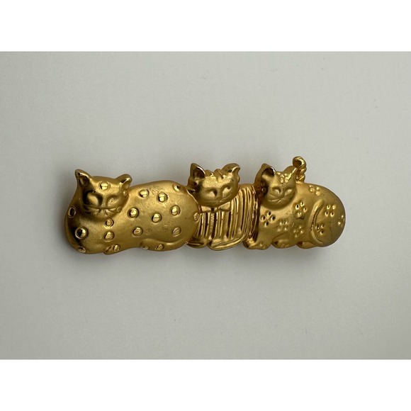 Unbranded Matte Gold Tone Kitty Cats Brooch - Picture 2 of 7